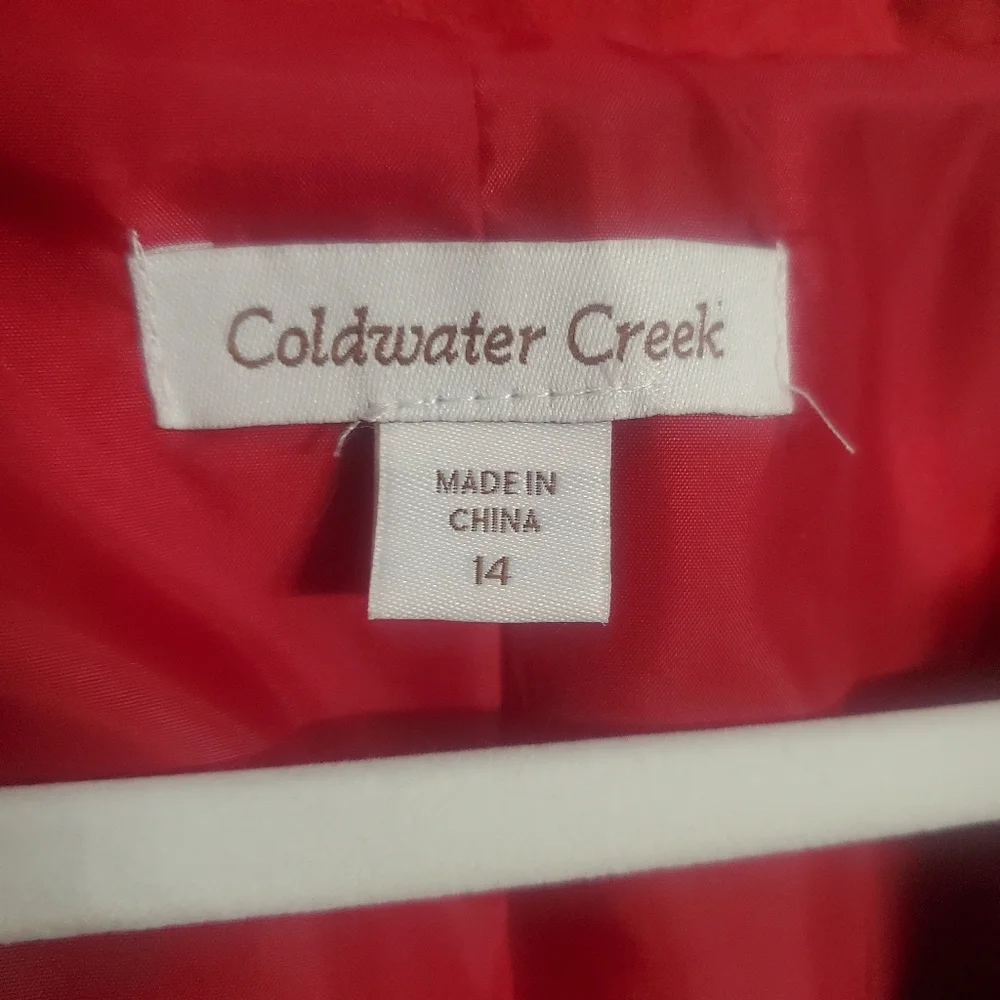 ColdWater Creek Red Faux Suede Embroidered Embellished Blazer Sz14 Chic Grandma - Picture 16 of 16
